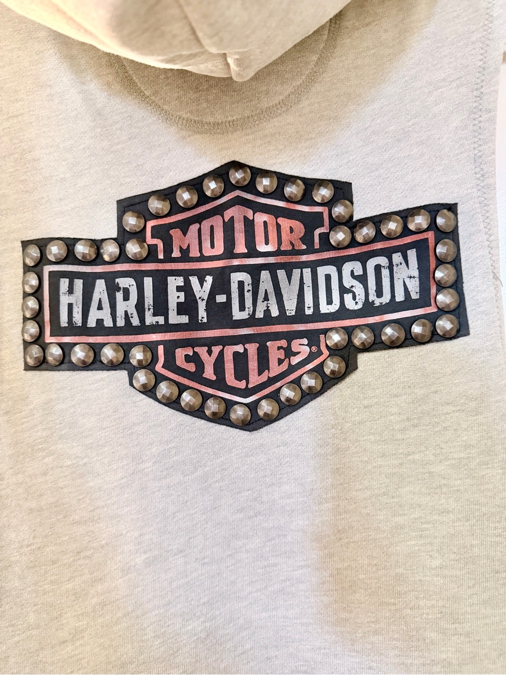 Harley-Davidson Cream Hoodie with Studded Logo